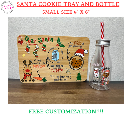 Santa Cookie Tray and Bottle - SMALL SIZE 9" X 6"